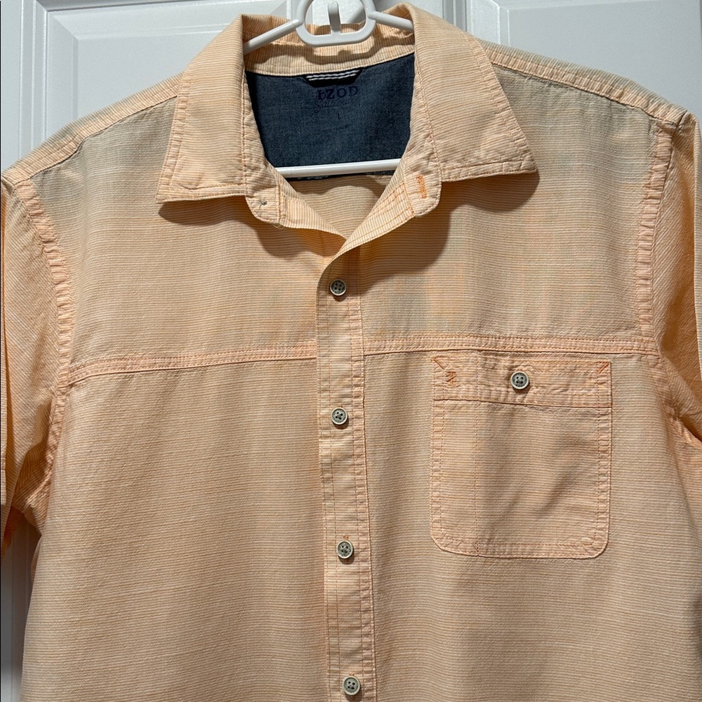 IZOD Saltwater short sleeve in peach color -  Button-Up Shirt - Men - Picture 3 of 4